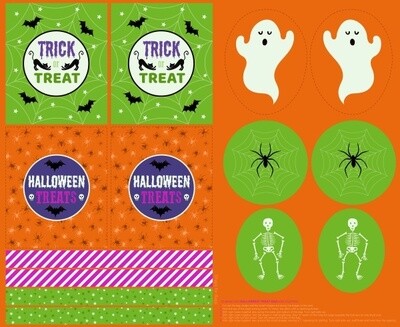 Treat Bag -  GLOW IN THE DARK - Cotton -Cut out &amp; Sew - Panel