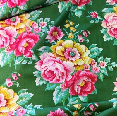 Floral Green - Cotton - From 0.5 Metre
