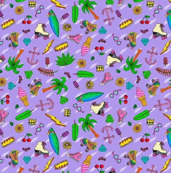 Funky Beach Lavender -  Cotton - By Metre