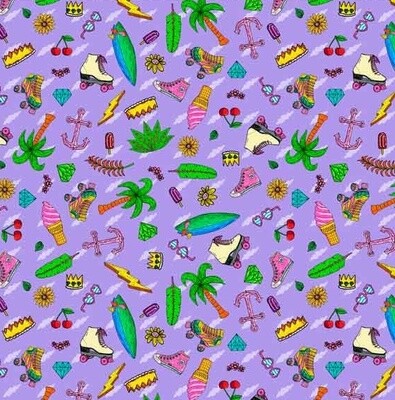 Funky Beach Lavender -  Cotton - By Metre