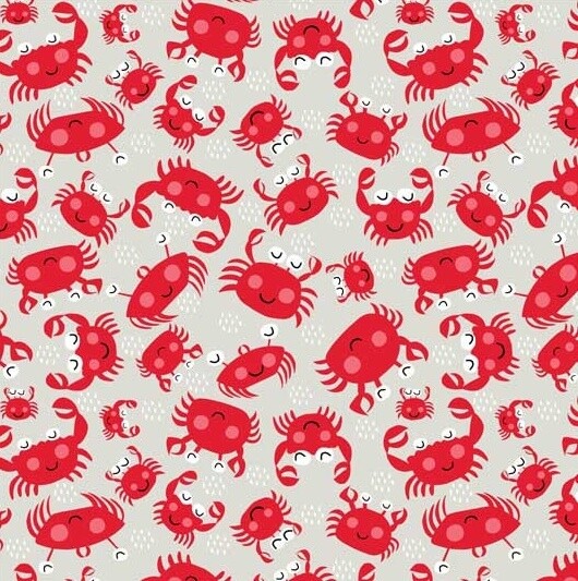 Crabs Grey - Cotton - From Fat Quarter