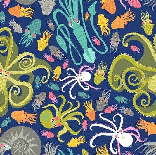 Squid Blue - Cotton - From 0.5 Metre