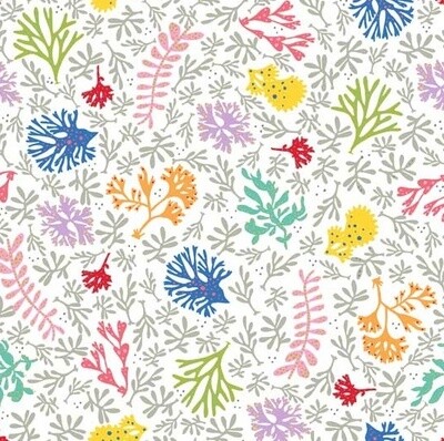 Coral Reef White - Cotton - From 0.5 Metre