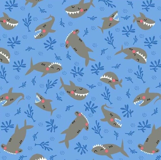 Sharks Blue - Cotton - From 0.5 Metre
