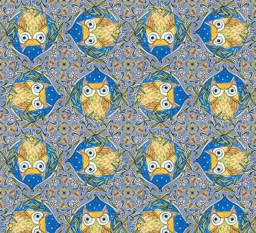 Owls Blue - Cotton - From 0.5 Metre