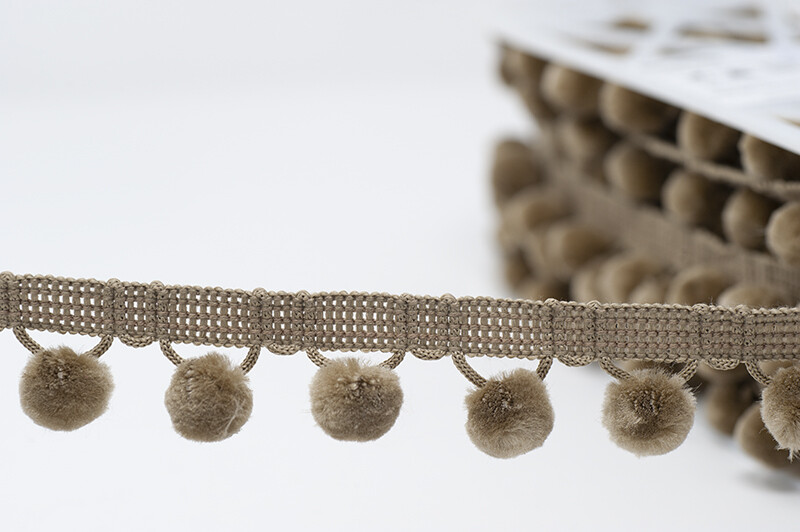 Stone - 15 mm Pom Pom Trim - by Metre