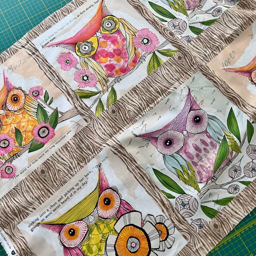 Owls Panel - Cotton - From 0.6 Metre