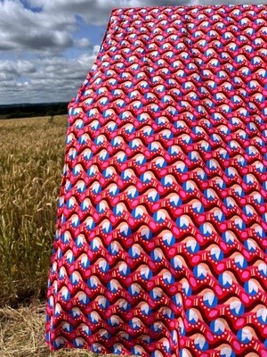 Floral Geometric Red  - Cotton Lawn - UK designed - By Metre
