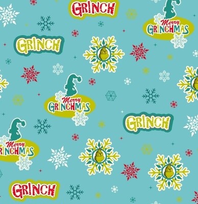 Grinch Christmas Blue - Cotton - From Fat Quarter