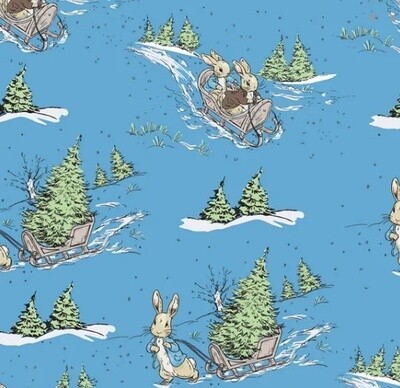 Peter Rabbit Christmas Post Box - Cotton - REMNANT 210 CM X 110 CM