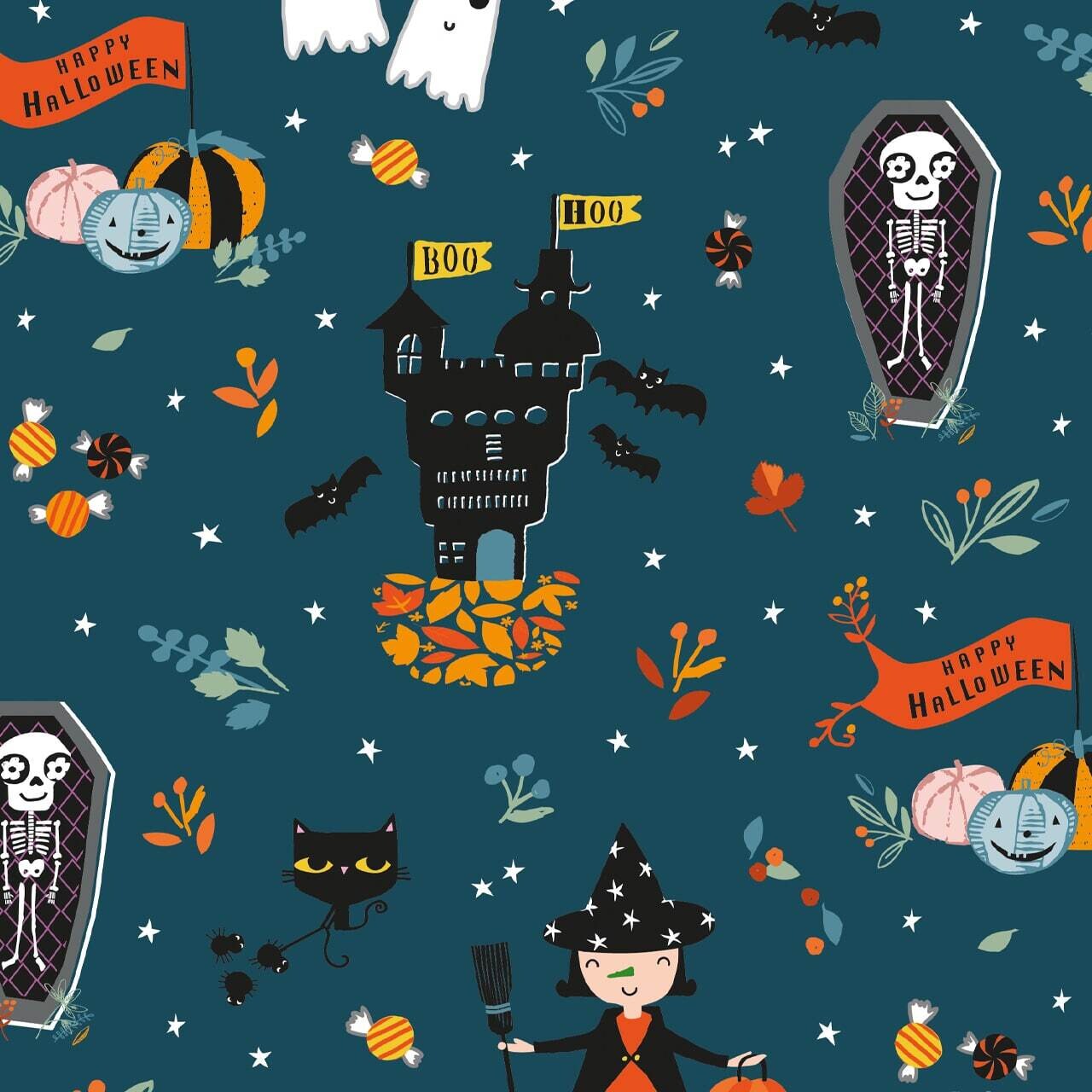 Halloween Boo Hoo - Cotton - By Metre