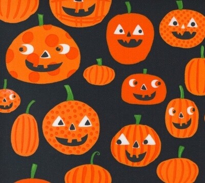 Halloween Pumpkins Black - Cotton - From 0.5 Metre