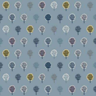 Trees Blue - Cotton - From 0.5 Metre