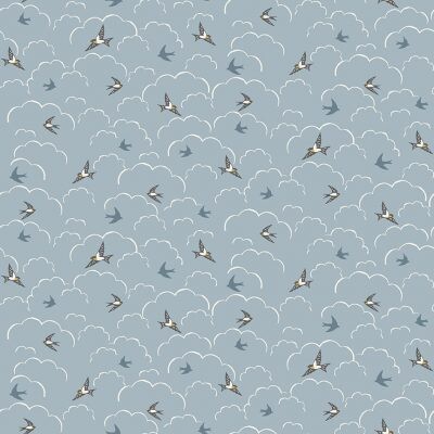 Swallows Blue - Cotton - From 0.5 Metre