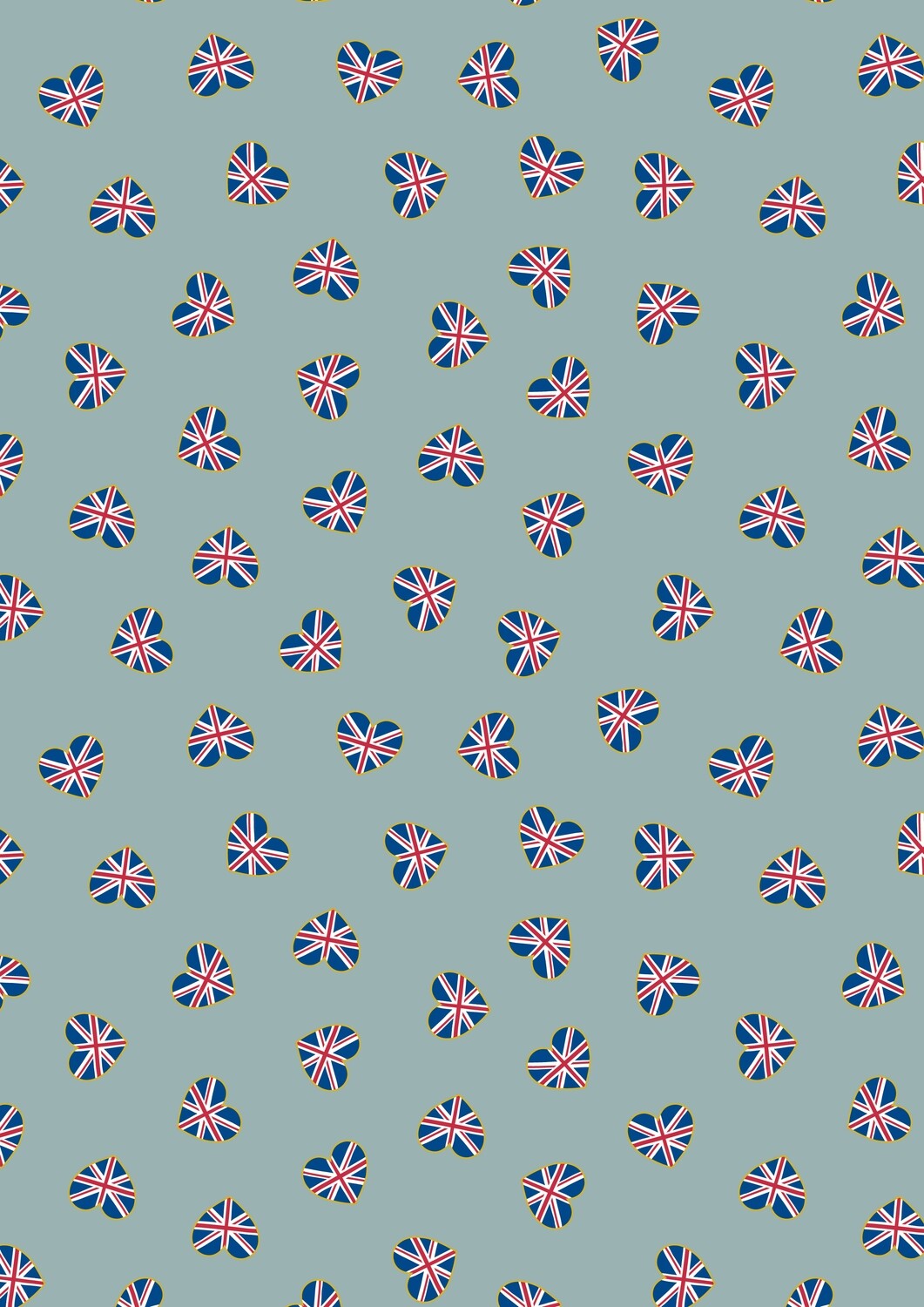 Union Jack Hearts Blue - Cotton - By Metre