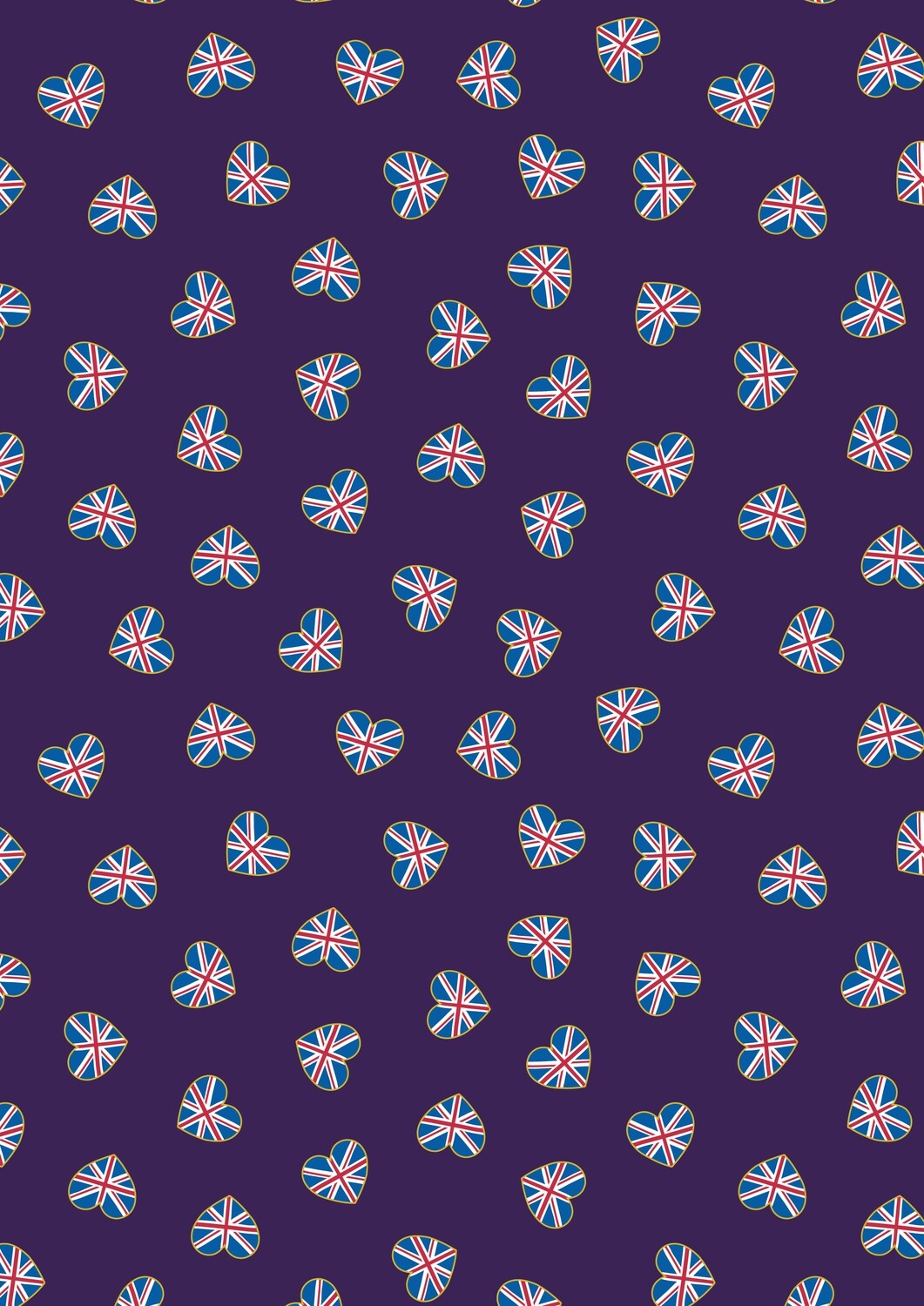 Union Jack Hearts Purple - Cotton - 10 METRE BOLT