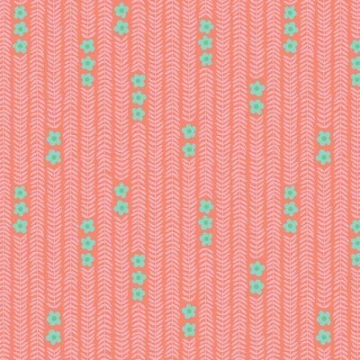 Floral Garland Coral - Cotton - REMNANT 130 CM X 110 CM