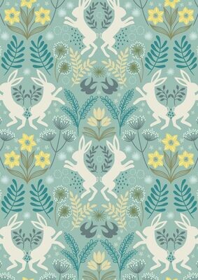 Hares Bunny Blue - Cotton - From 0.5 Metre