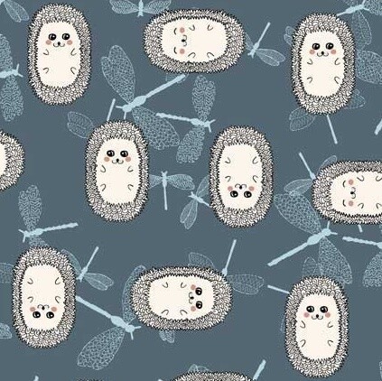 Hedgehog Blue - Cotton - By Metre