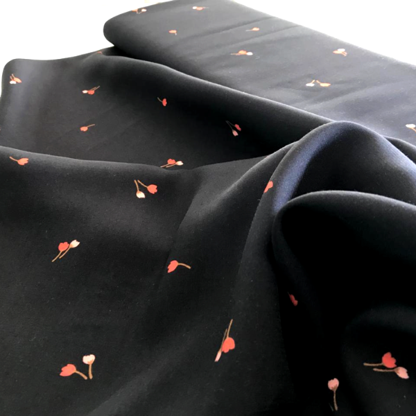 Flowers Navy Blue - Oeko-Tex Standard Viscose Dress Fabric - STOFVIS04 - BY METRE