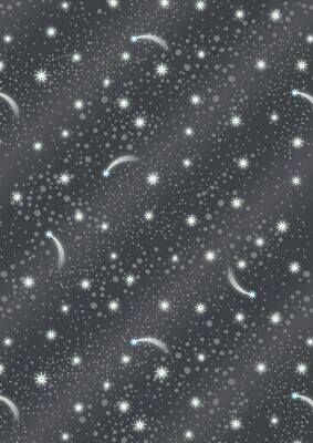 Stars Grey - GLOW IN THE DARK - Cotton - END BOLT 90 CM X 110 CM