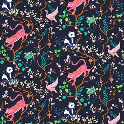 Orient Animals Blossom - Cotton - From Fat Quarter
