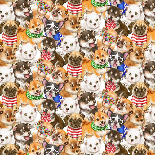 Puppies Packed - Cotton - By Metre
