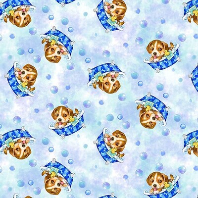 Puppies All Over - Cotton - By Metre