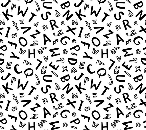 Alphabet Black on White - Cotton - REMNANT 170 CM X 110 CM