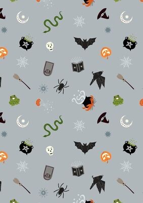 Spooky Halloween Grey - Cotton - From Fat Quarter