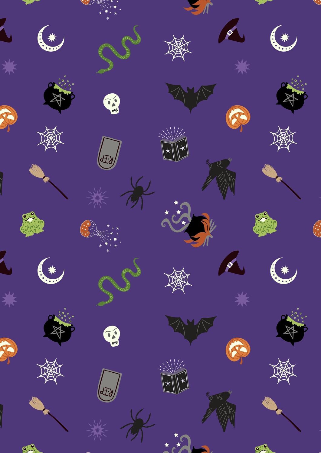 Spooky Halloween Purple - Cotton - By Metre