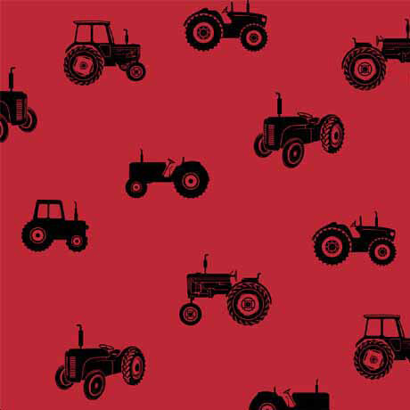 Tractors Red - Cotton - END BOLT 180 CM X 110 CM