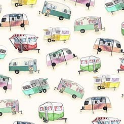 Caravans Cream - Cotton - REMNANT 210 CM X 110 CM
