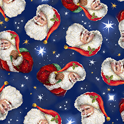Christmas Santa Heads - Cotton - From Fat Quarter