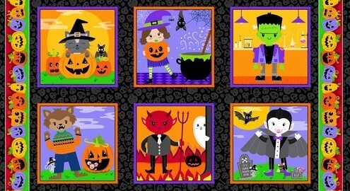 Halloween  Blocks - Cotton - Panel