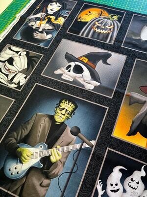 Halloween Haunted Blocks - Cotton - Panel