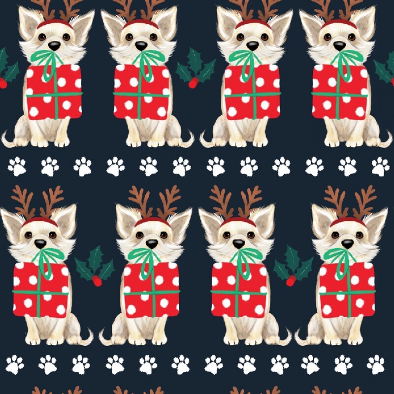 Christmas Dogs Navy - Cotton -  END BOLT 220 CM X 110 CM