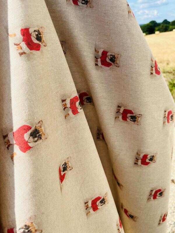 French Bulldogs Christmas - Cotton Linen Look Canvas - BY METRE