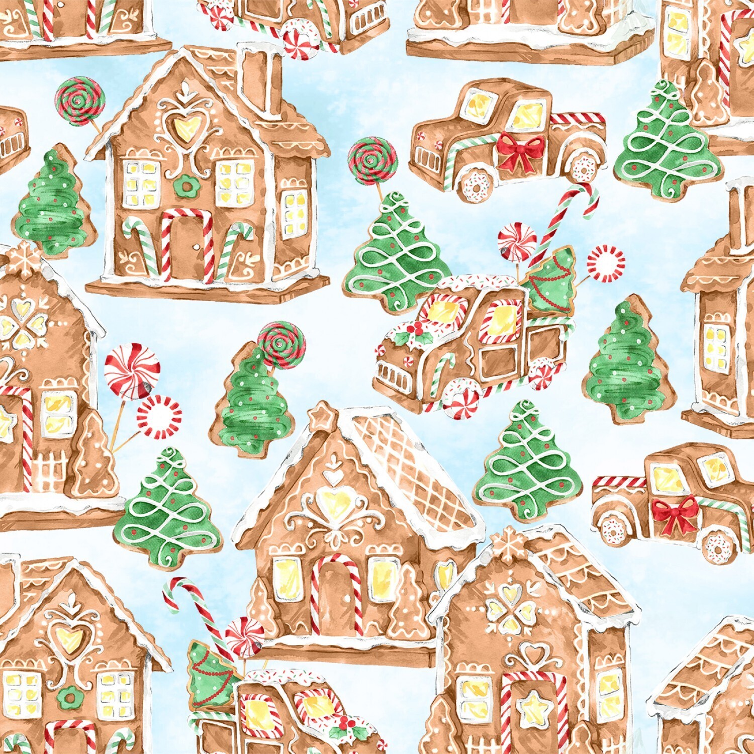 Gingerbread Village - Cotton - By Metre