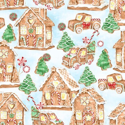 Gingerbread Village - Cotton - By Metre