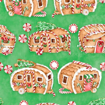 Gingerbread Caravans - Cotton - From Fat Quarter