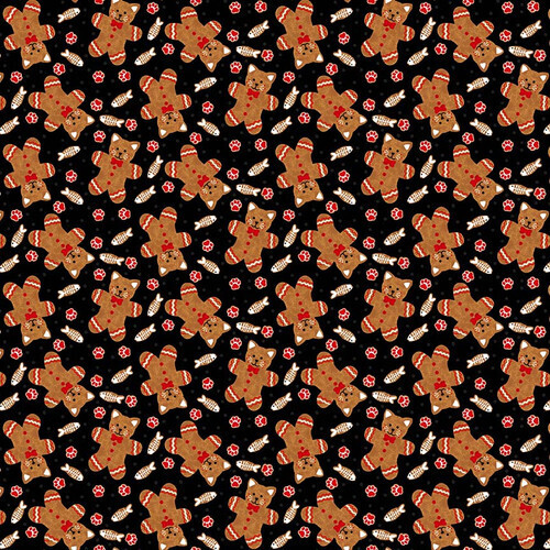 Christmas Gingerbread Cats - Cotton - From Fat Quarter