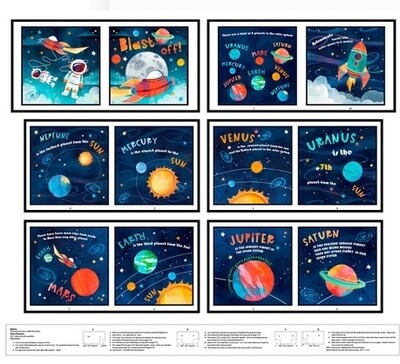 Space Planets - Cotton - SOFT BOOK Panel