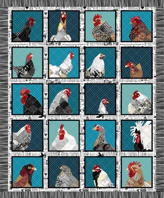 Chickens - Cotton - Panel