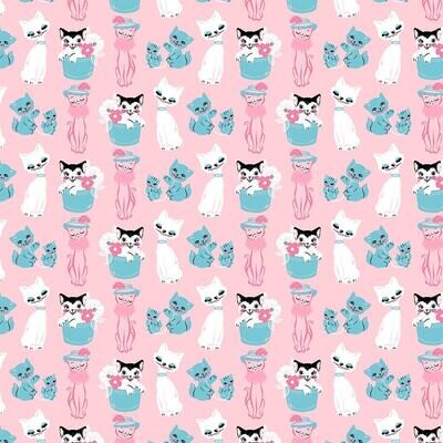 Cats Pink - Cotton - From Fat Quarter