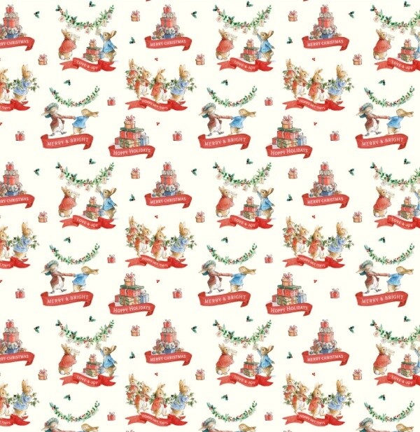 Peter Rabbit Christmas Decorating - Cotton - From Fat Quarter