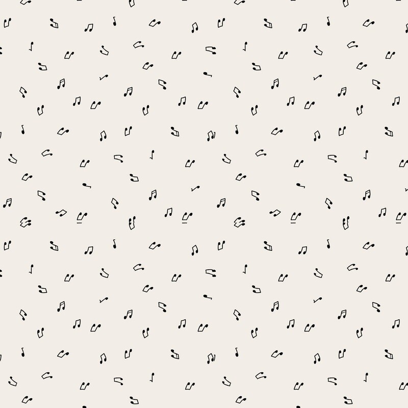 Music Notes Cream - Cotton - 1 METRE 100 CM X 110 CM