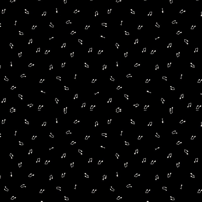 Music Notes Black - Cotton - 1 METRE 100 CM X 110 CM