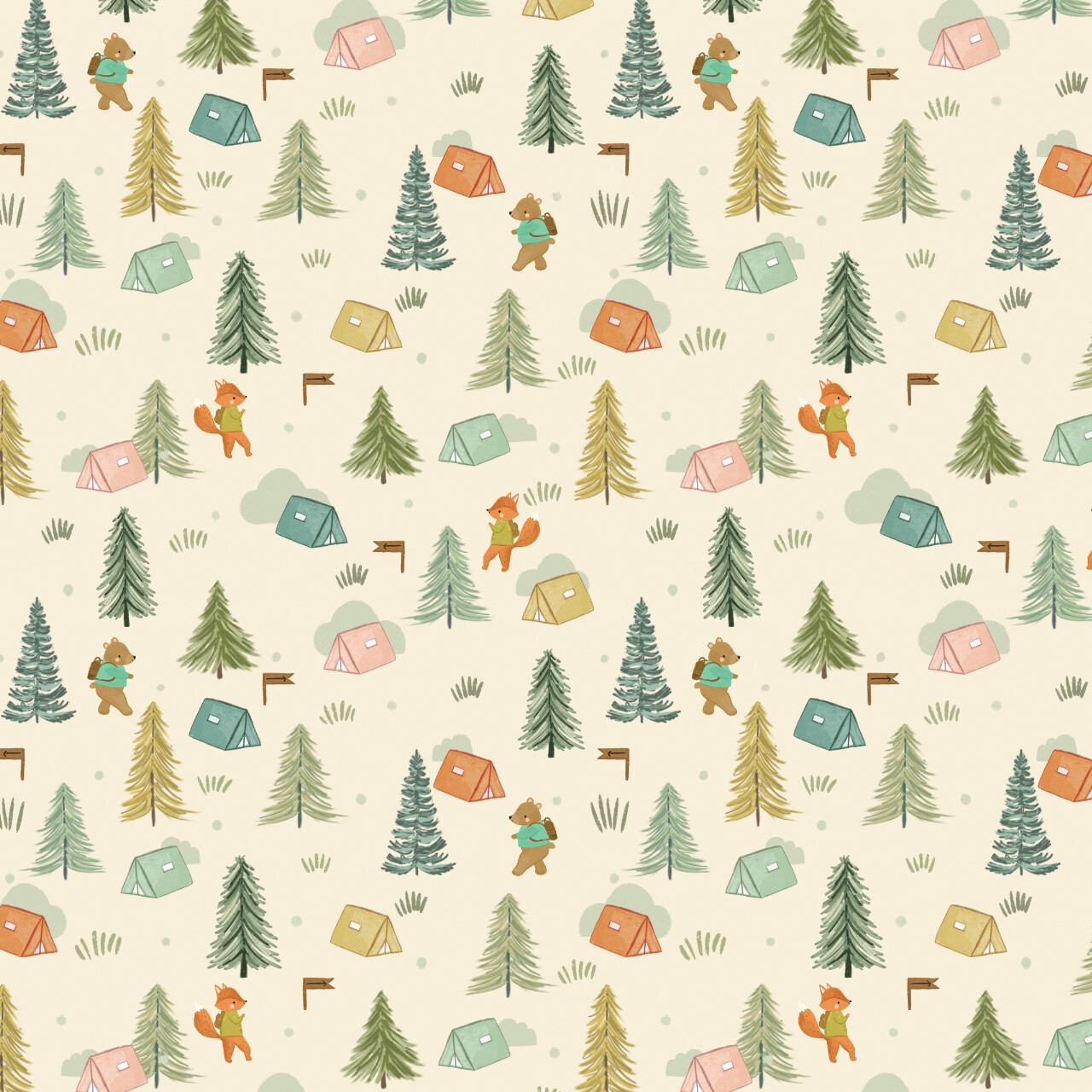 Camping Forest - Cotton - From Fat Quarter