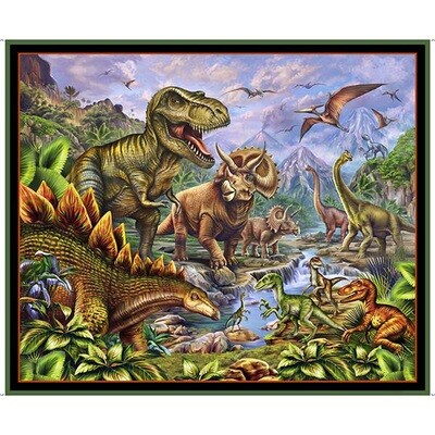 Dinosaurs - Cotton - Panel